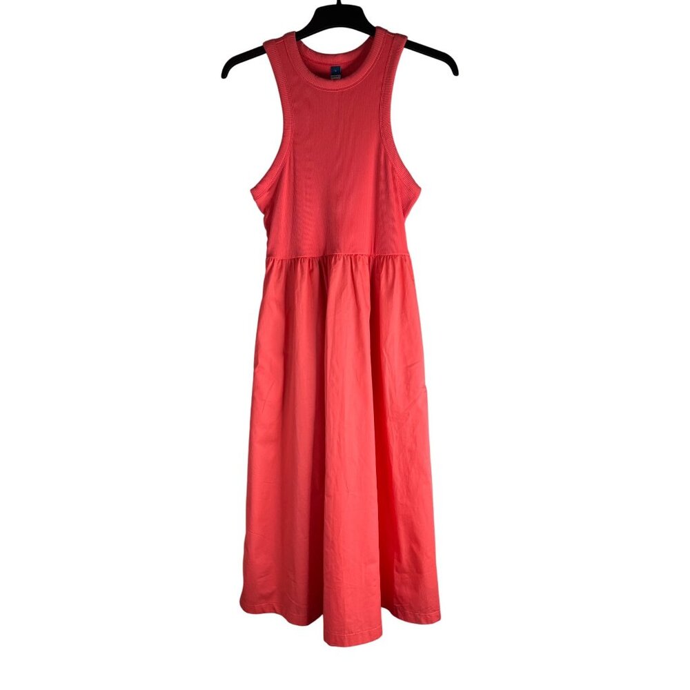 Old Navy Fit & Flare Coral Ribbed Tank Midi Dress Womens Sleeveless Large - Picture 7 of 14